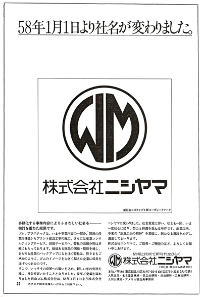 58年1月1日より社名が変わりました。